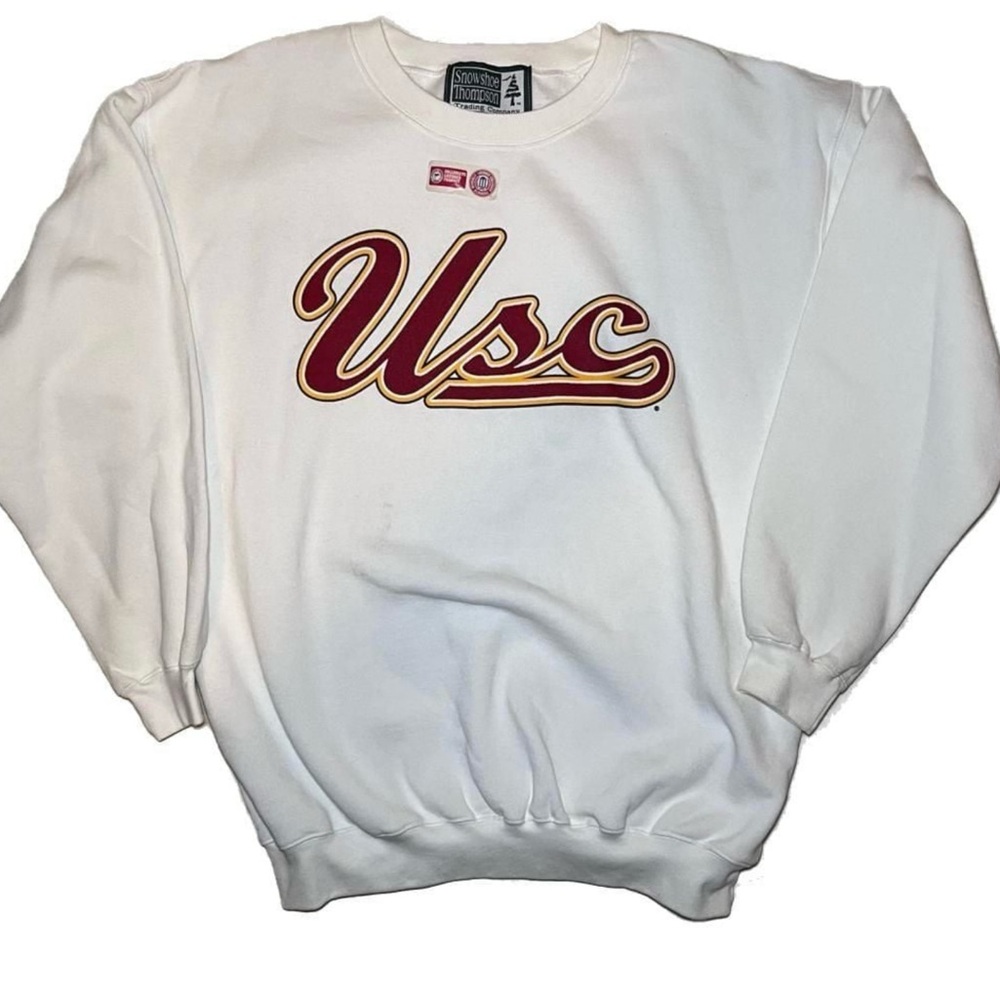 Vintage 90s USC Trojans White Crewneck Sweatshirt